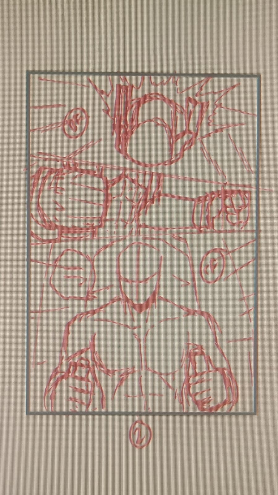 Original red-line HUNTER-F storyboard with Captain Falcon in an action sequence.